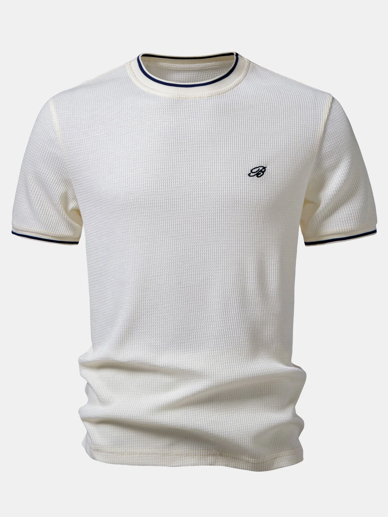 Contrast Trim Waffle Ringer T-Shirt & Elastic Waist Chino Shorts - Image 3