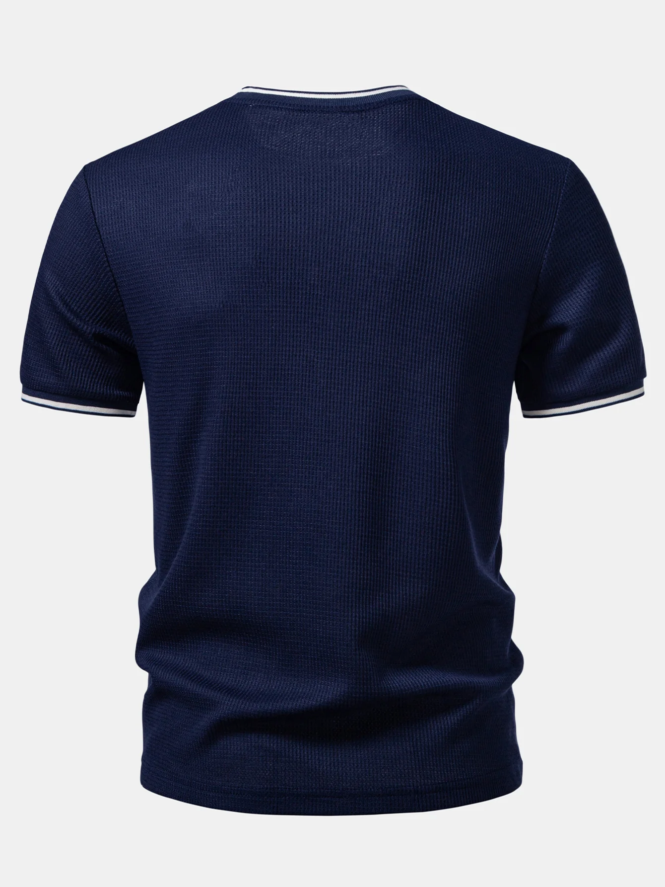 Contrast Trim Waffle Ringer T-Shirt & Elastic Waist Chino Shorts - Image 6