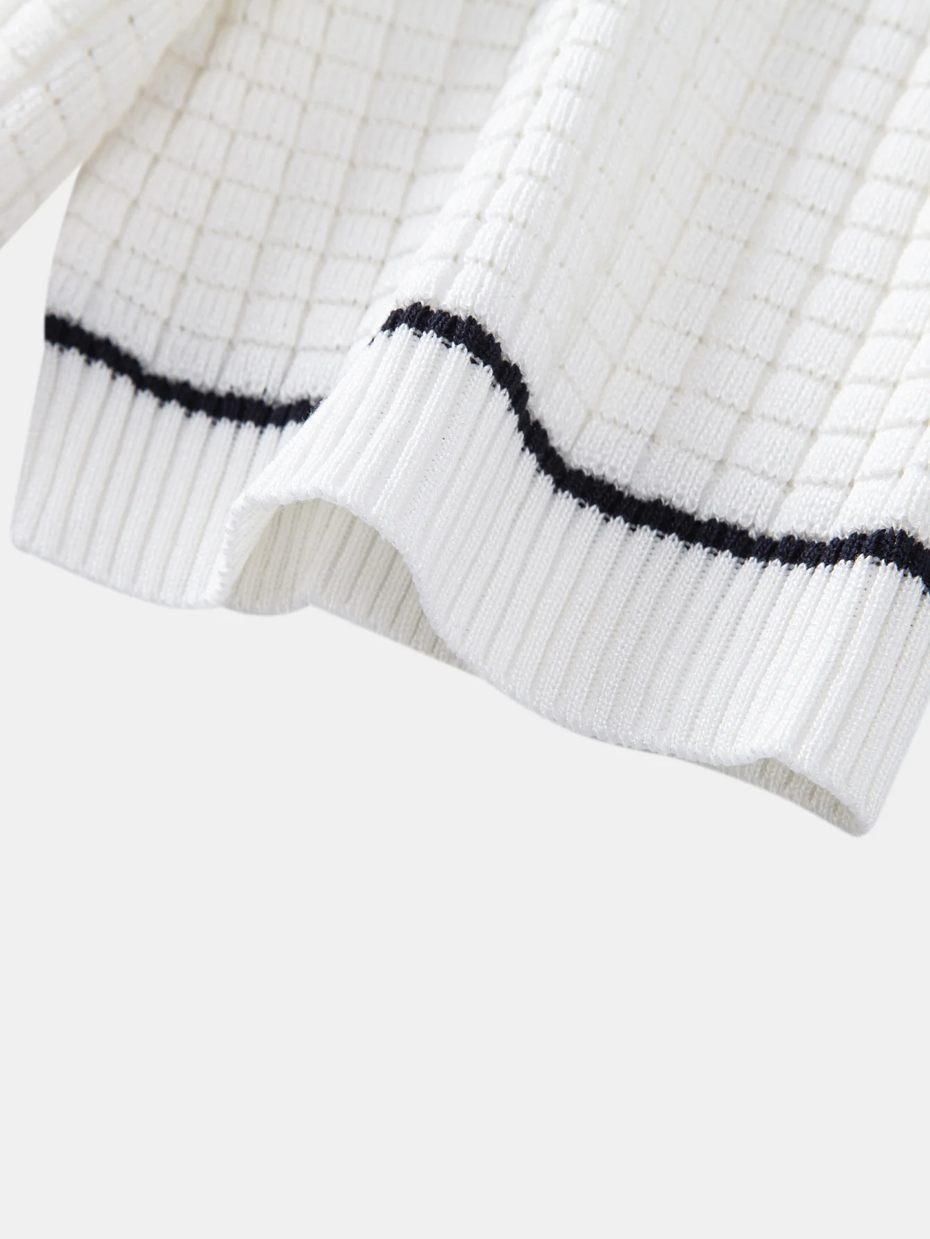 Contrast Trim Waffle Zipper Knit Polo - Image 12