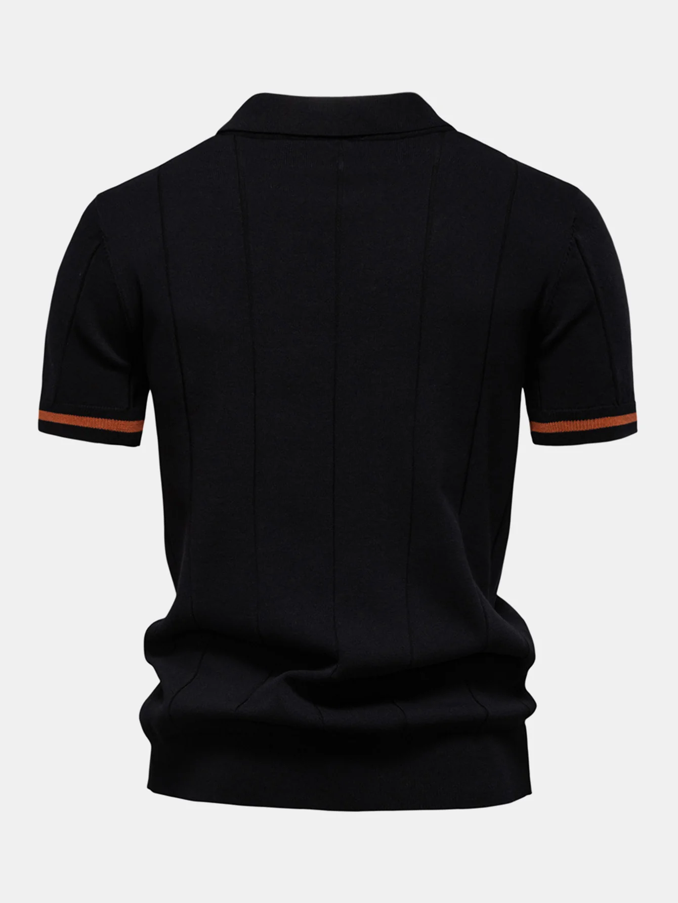 Contrast Trim Zipper Knit Polo Shirt & Elastic Waist Chino Shorts - Image 6