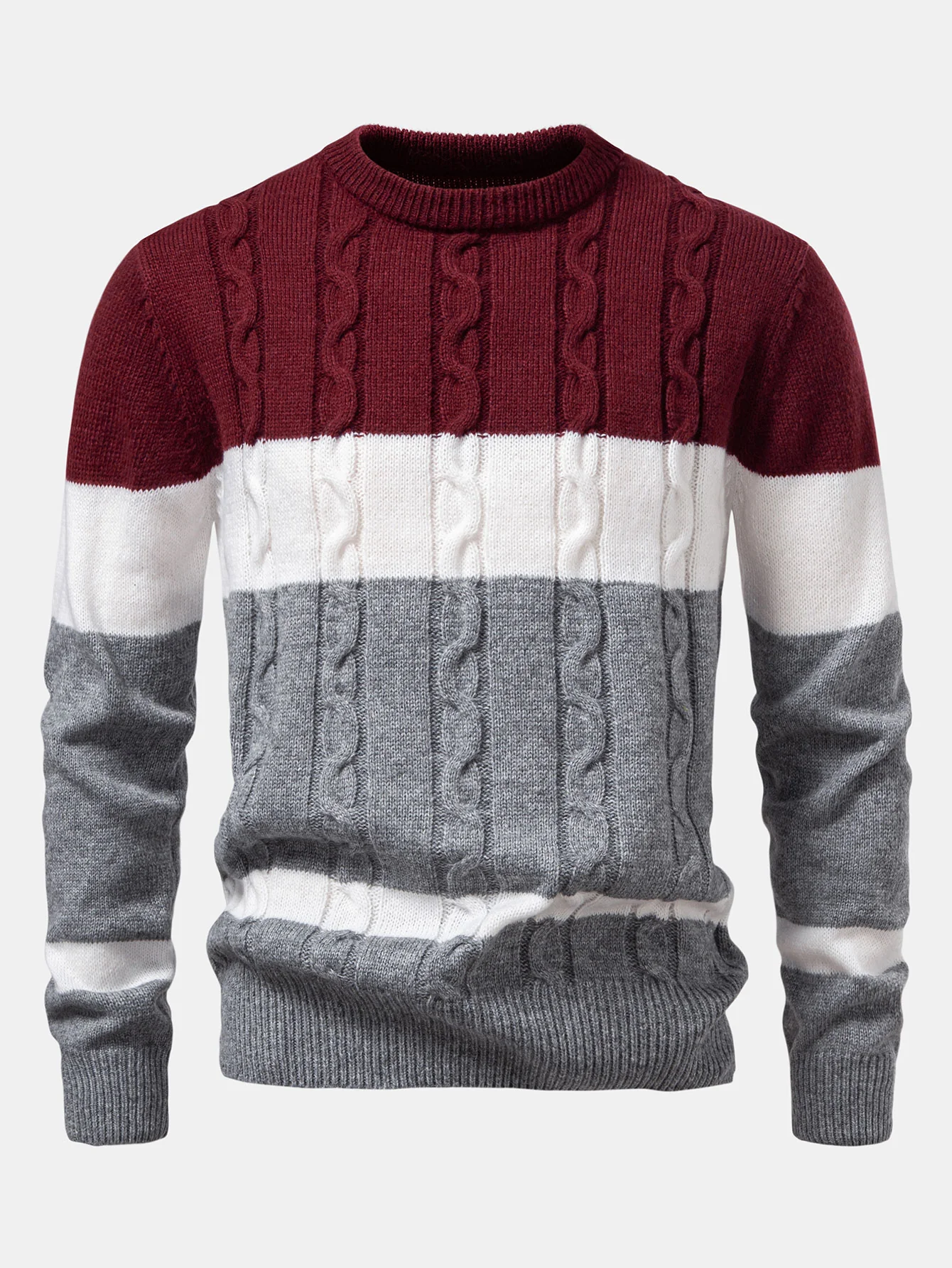 Kontrast Dreh Jacquard Strickpullover
