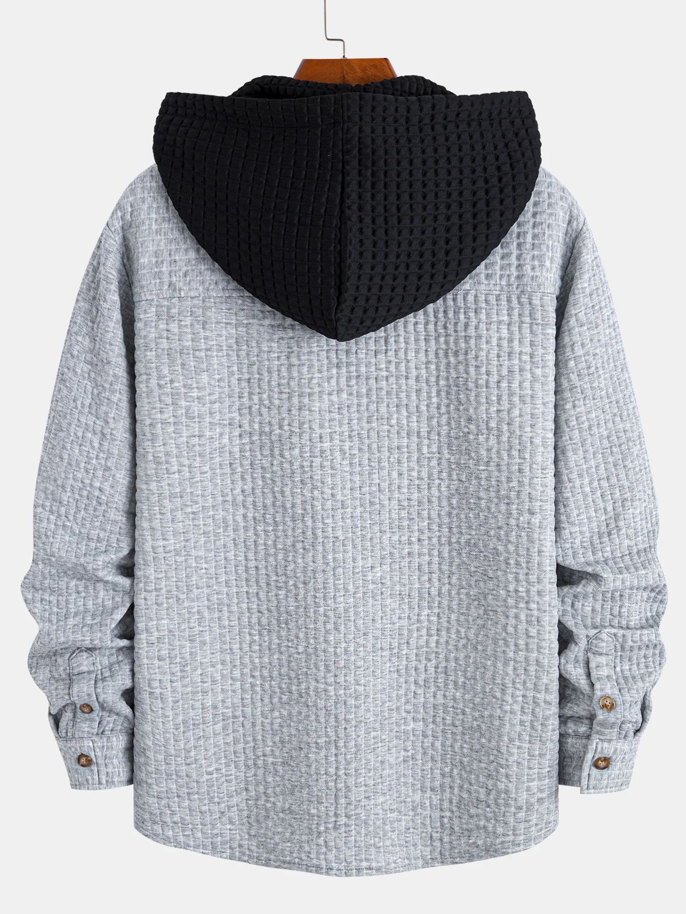 Contrast Waffle Hooded Shirt - Image 2