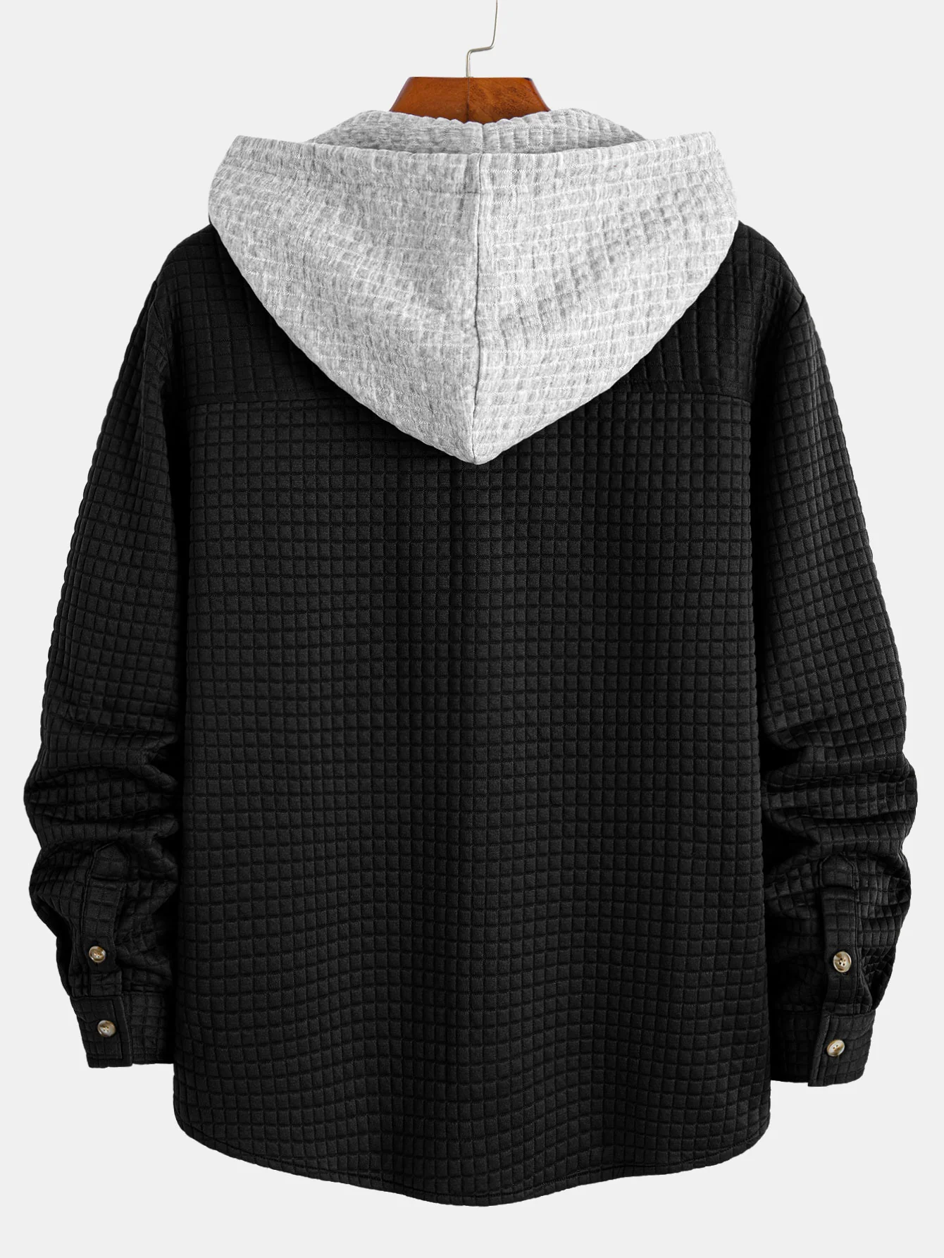 Contrast Waffle Hooded Shirt - Image 4