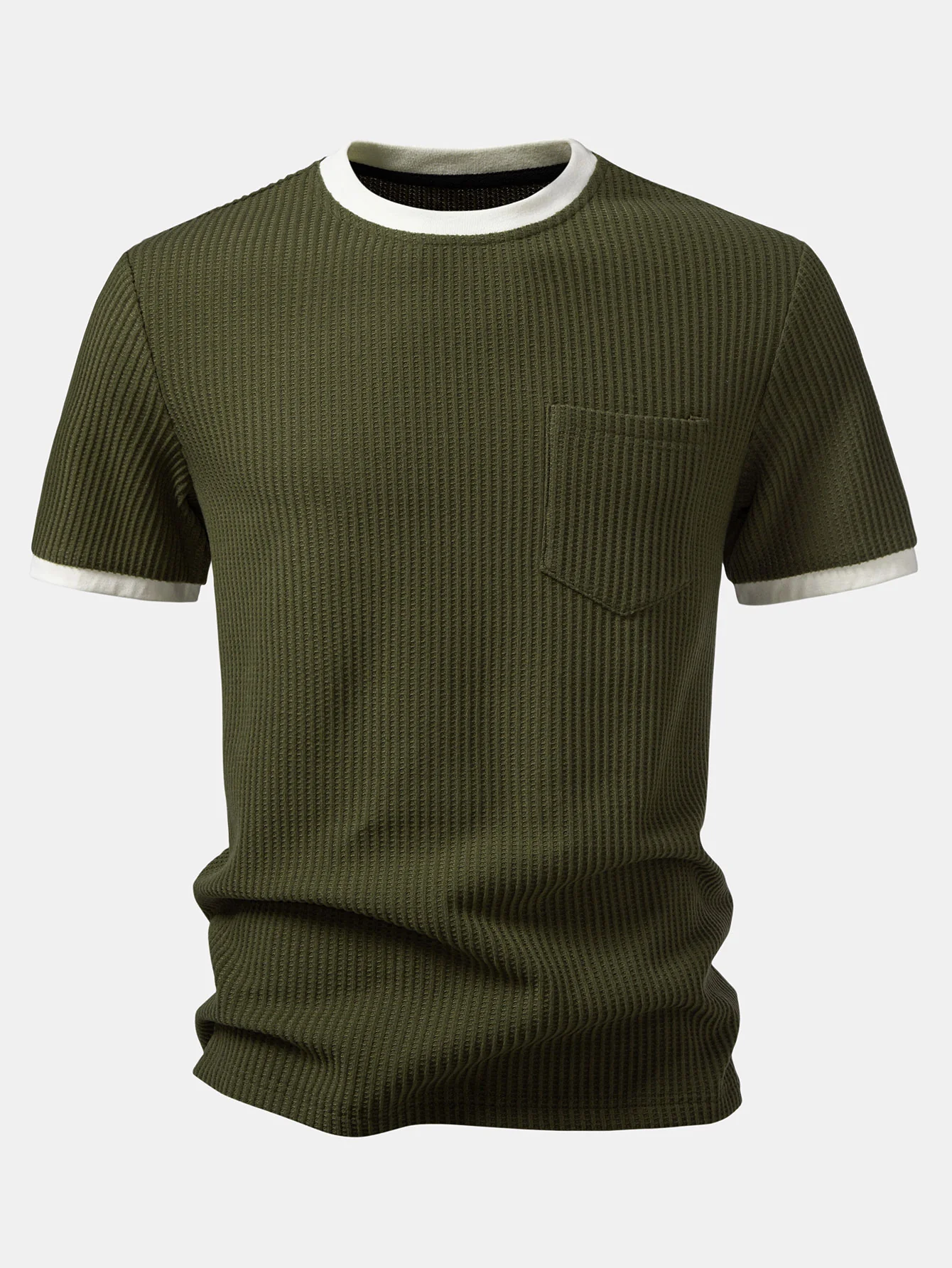Contrast Waffle T-Shirt With Pocket - Image 3