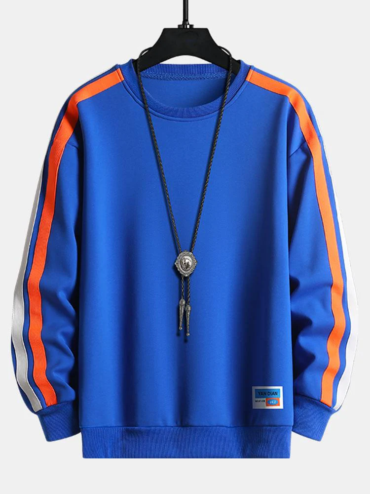 Kontrast-Webband Rundhals-Sweatshirt