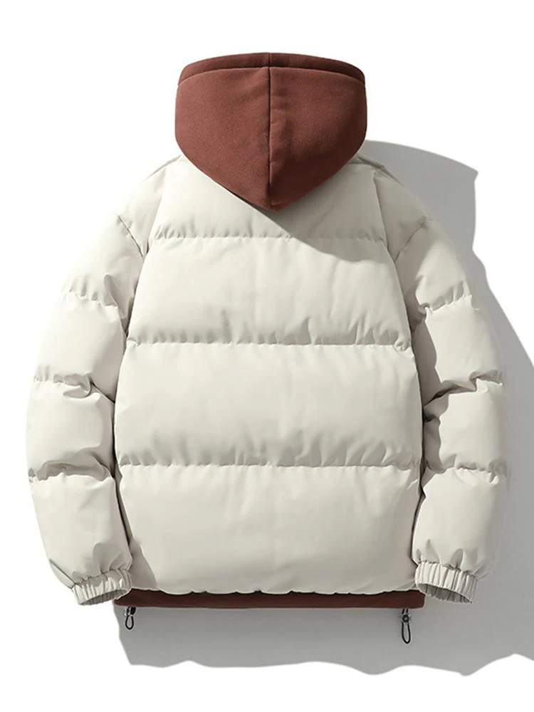 Kontrast Zip-Up Kapuzen-Pufferjacke - Image 10