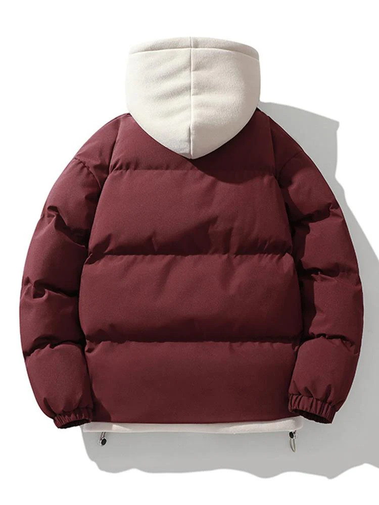 Kontrast Zip-Up Kapuzen-Pufferjacke - Image 11