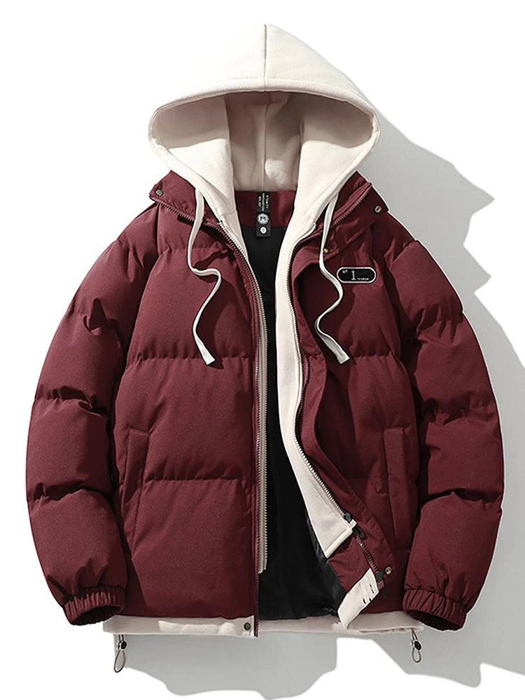 Kontrast Zip-Up Kapuzen-Pufferjacke - Image 12
