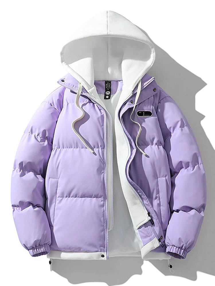Kontrast Zip-Up Kapuzen-Pufferjacke - Image 13