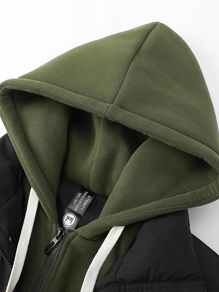 Kontrast Zip-Up Kapuzen-Pufferjacke - Image 15
