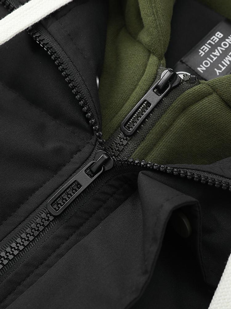 Kontrast Zip-Up Kapuzen-Pufferjacke - Image 16
