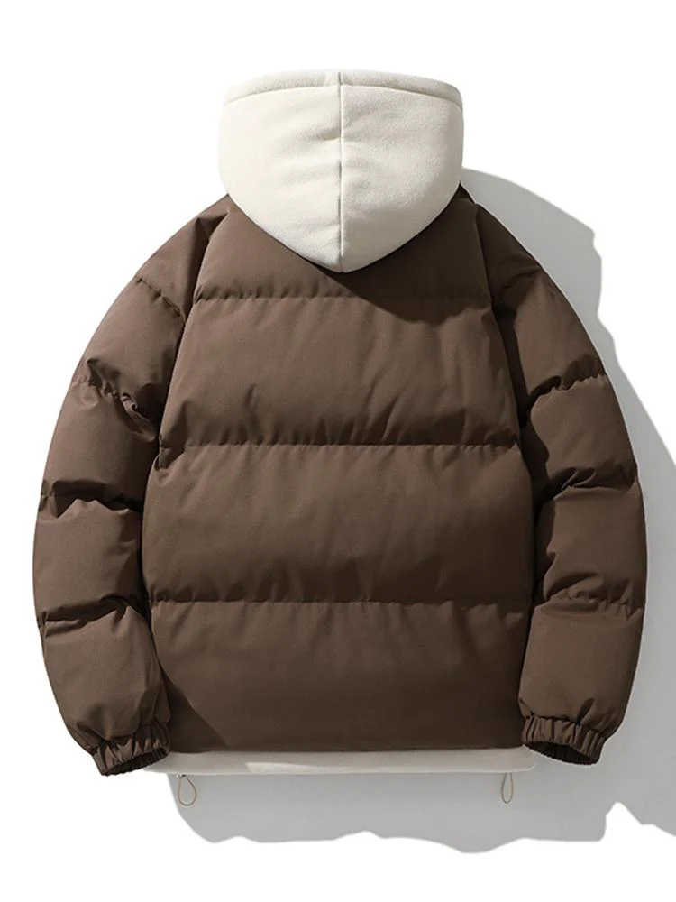 Kontrast Zip-Up Kapuzen-Pufferjacke - Image 2
