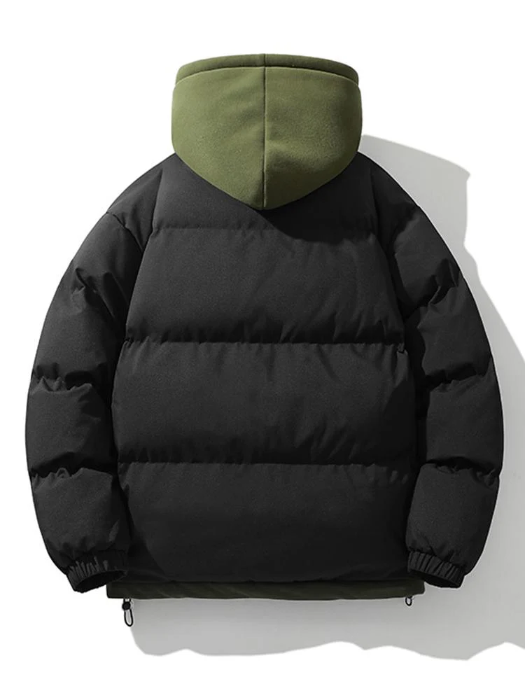 Kontrast Zip-Up Kapuzen-Pufferjacke - Image 4