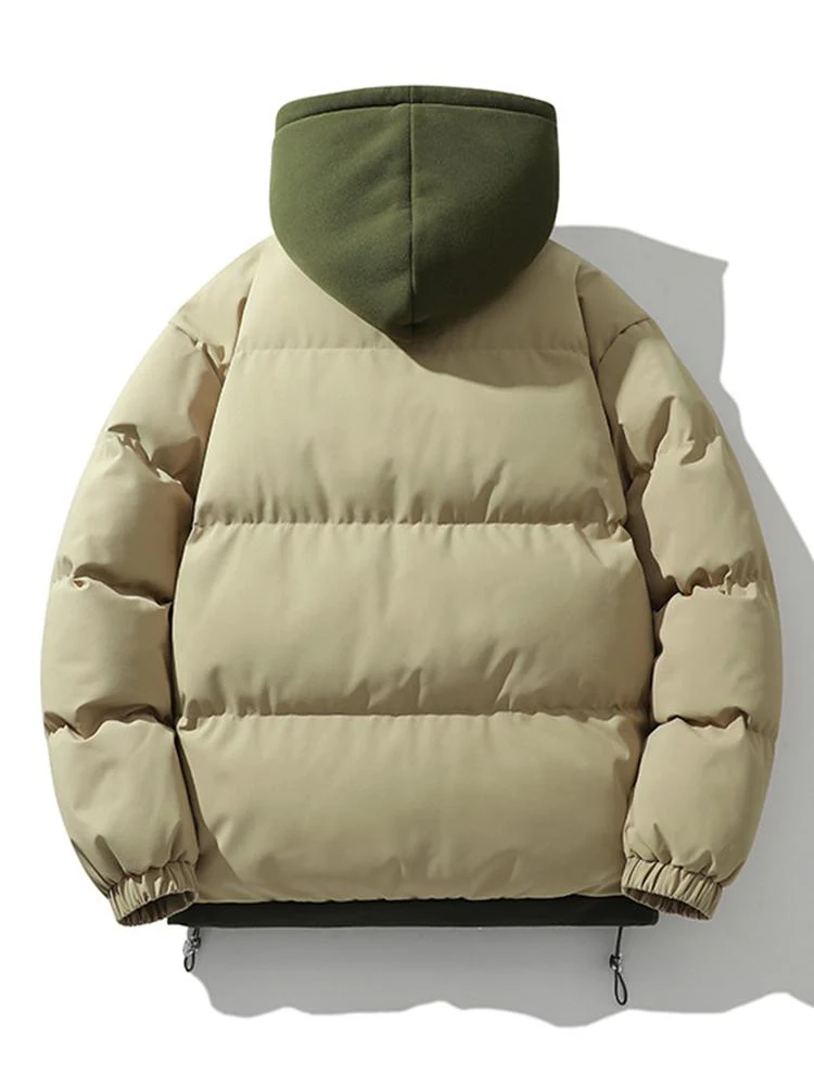 Kontrast Zip-Up Kapuzen-Pufferjacke - Image 6
