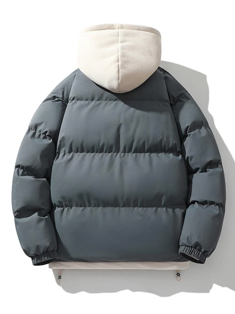 Kontrast Zip-Up Kapuzen-Pufferjacke - Image 8