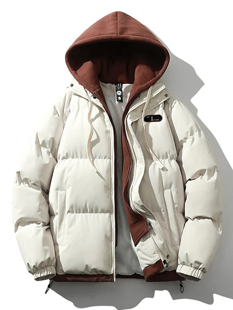 Kontrast Zip-Up Kapuzen-Pufferjacke - Image 9