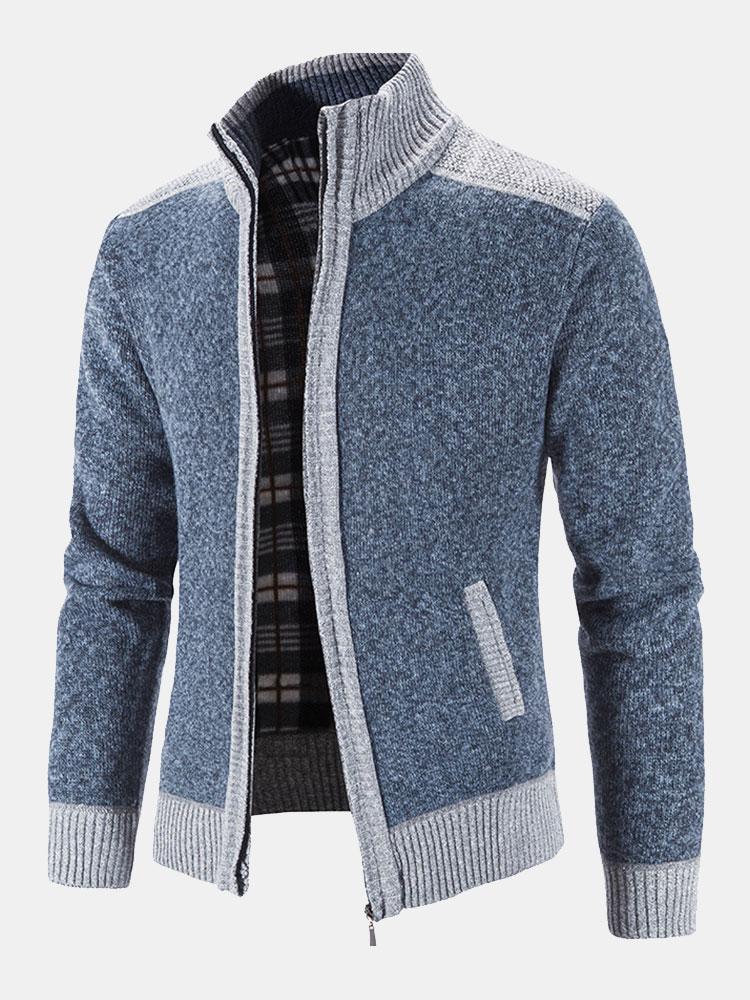 Kontrast Zip-Up Pullover