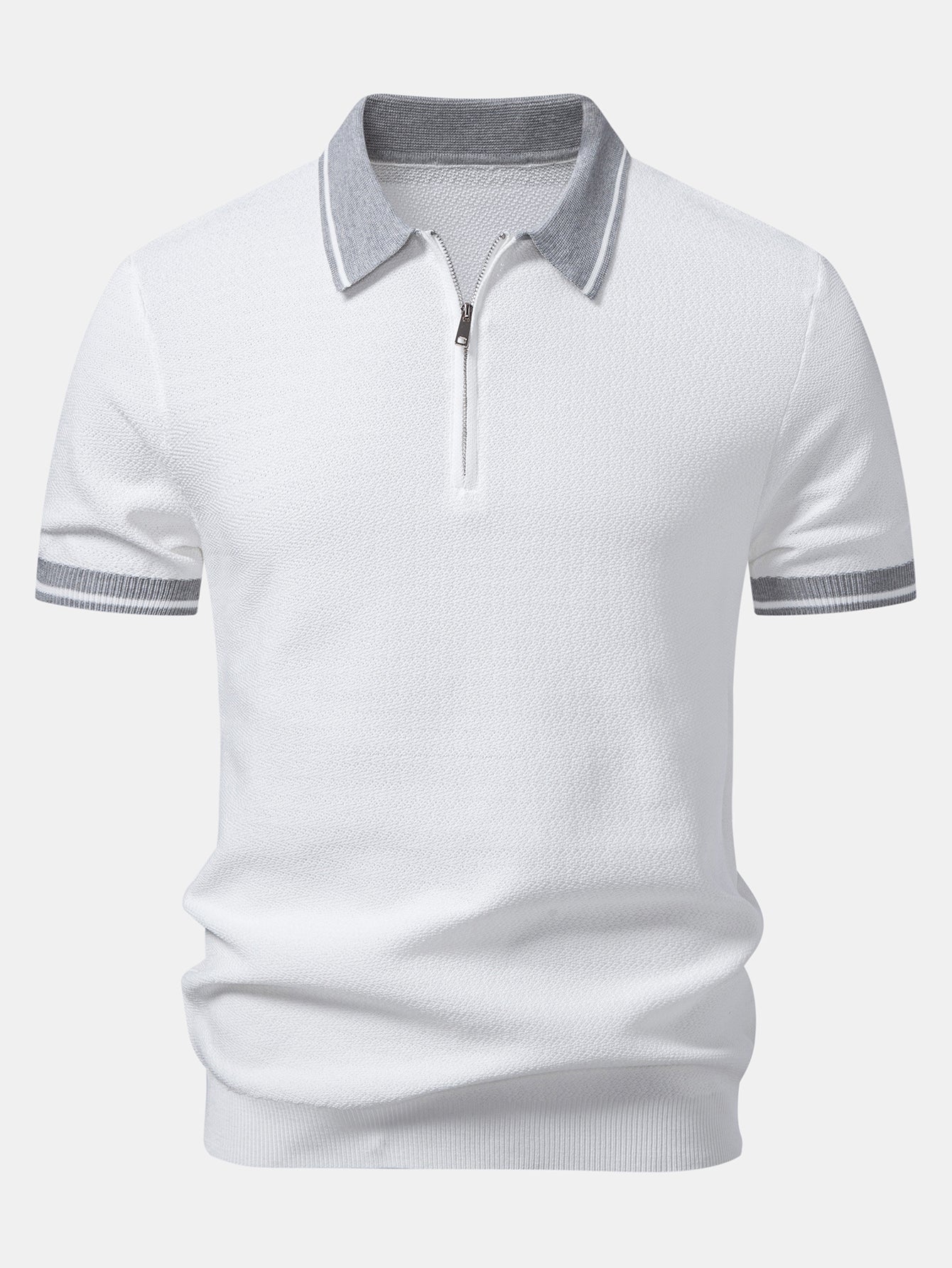 Contrast Zipper Knit Polo - Image 5