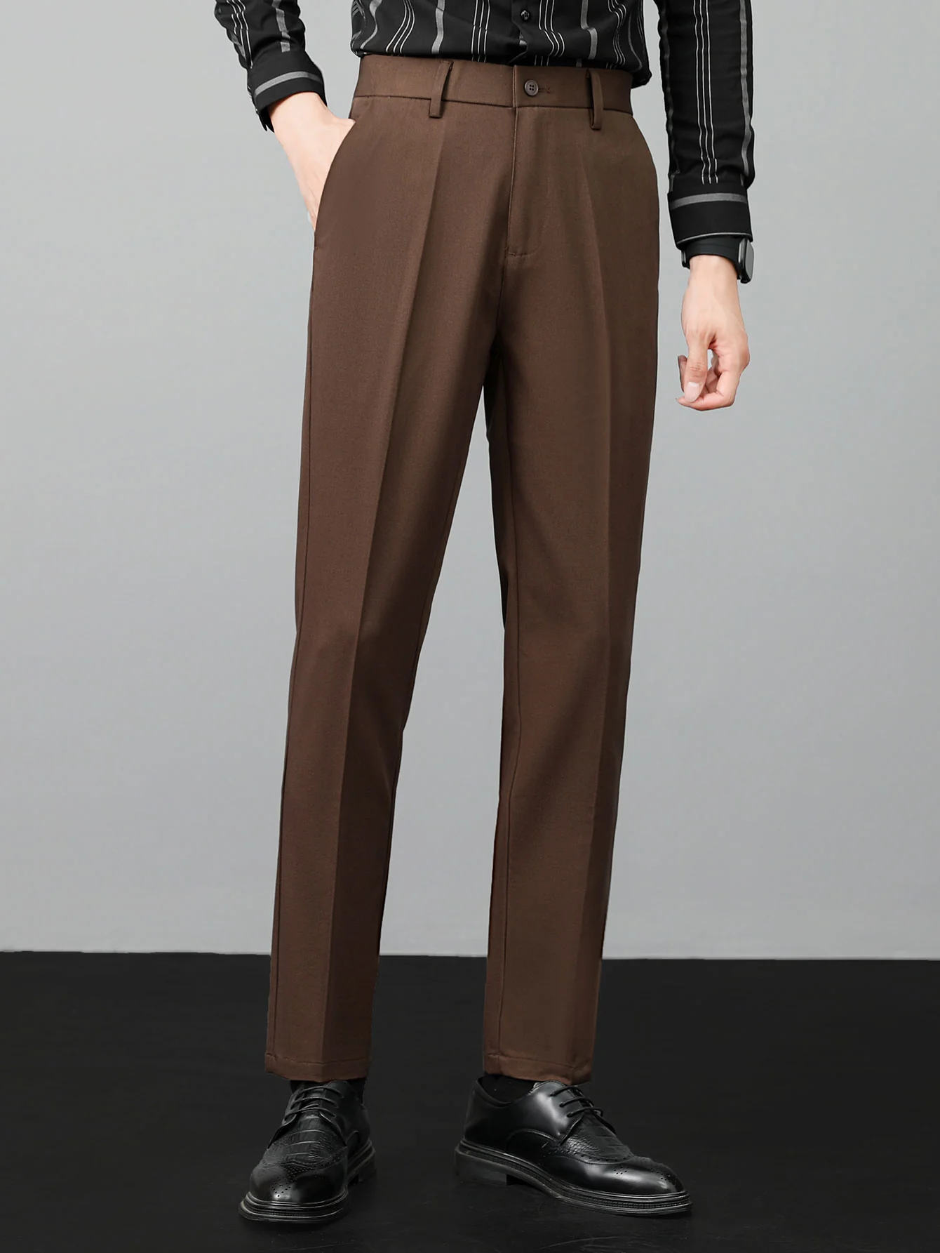 Contrast Zipper Knit Polo & Slim Fit Tapered Trousers - Image 6