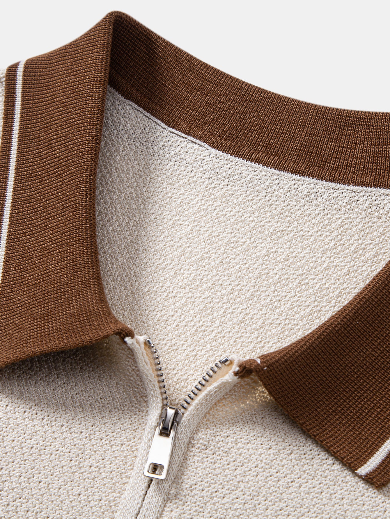 Contrast Zipper Knit Polo & Slim Fit Tapered Trousers - Image 21