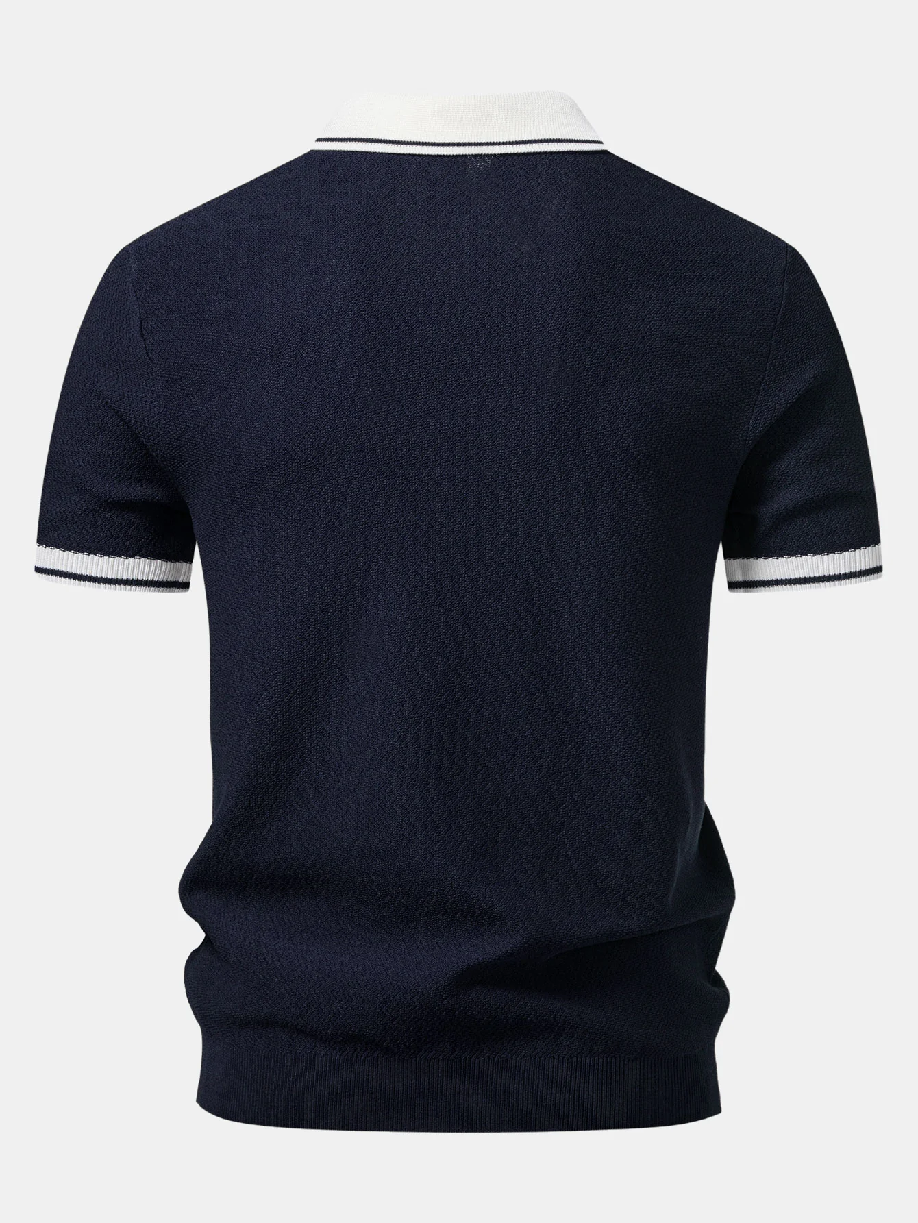 Contrast Zipper Knit Polo & Slim Fit Tapered Trousers - Image 10