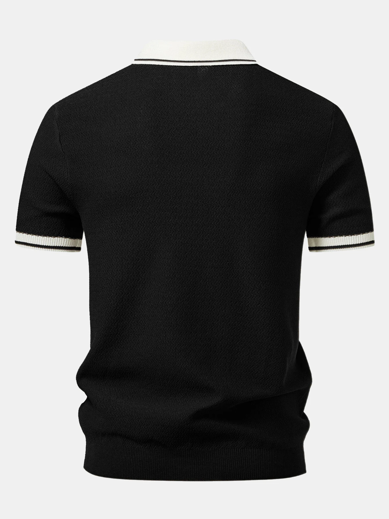 Contrast Zipper Knit Polo & Slim Fit Tapered Trousers - Image 8