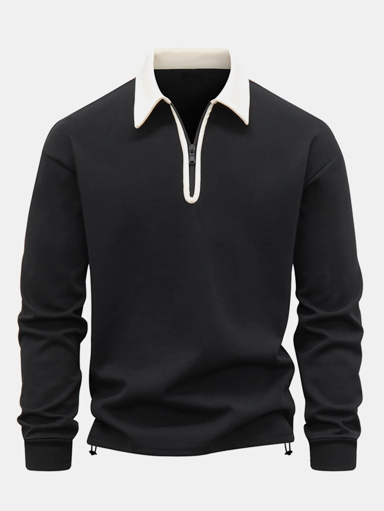 Sweatshirt mit kontrastierendem Reißverschluss und Poloshirts-Kragen - Image 3