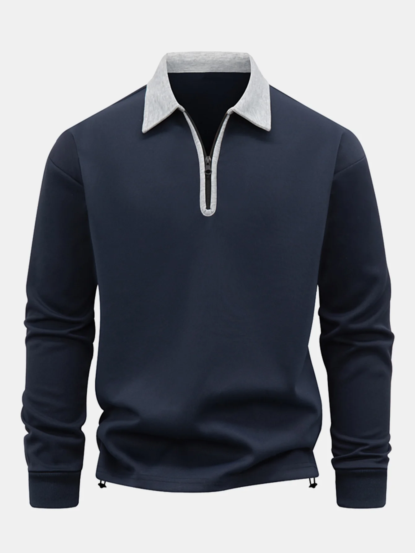 Sweatshirt mit kontrastierendem Reißverschluss und Poloshirts-Kragen - Image 5