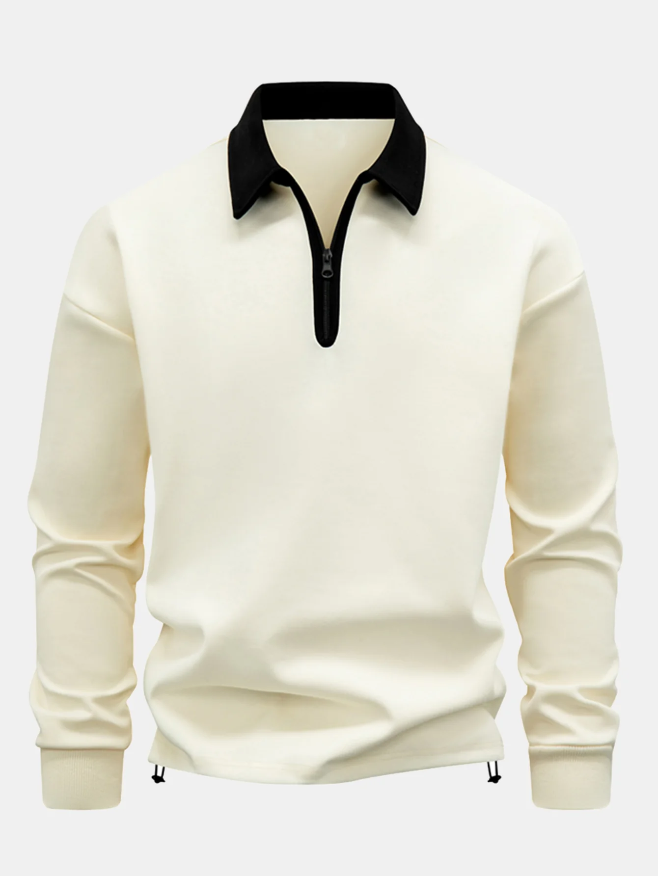 Sweatshirt mit kontrastierendem Reißverschluss und Poloshirts-Kragen - Image 7
