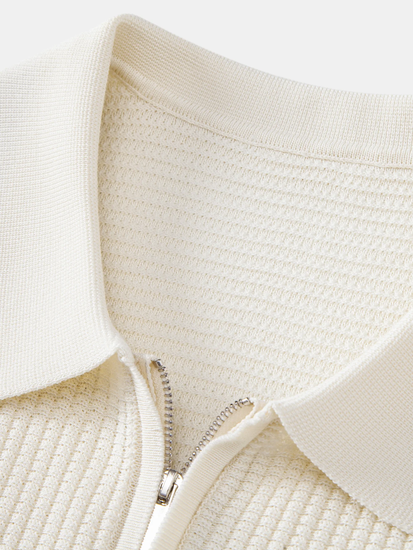 Contrast Waffle Zipper Knit Polo & Slim Fit Tapered Trousers - Image 12