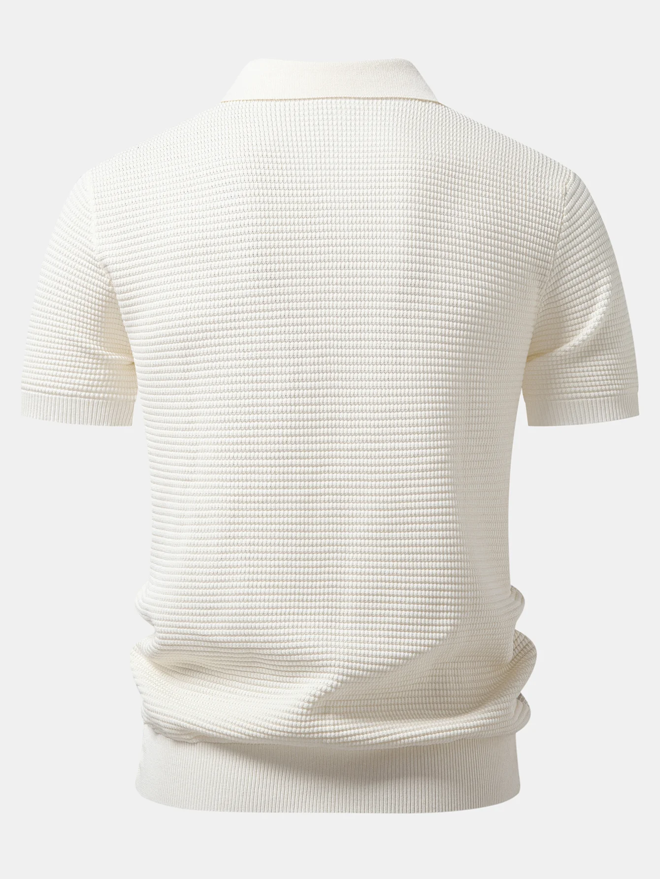Contrast Waffle Zipper Knit Polo & Slim Fit Tapered Trousers - Image 4