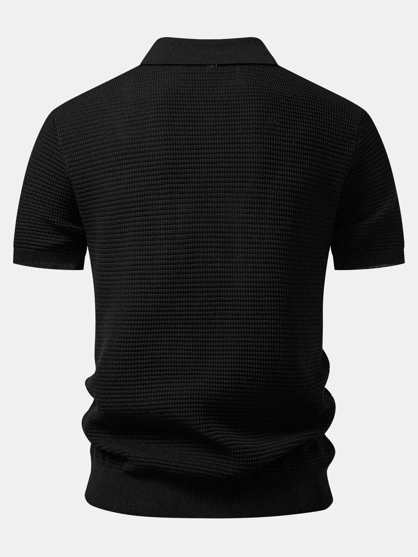 Contrast Waffle Zipper Knit Polo & Slim Fit Tapered Trousers - Image 6