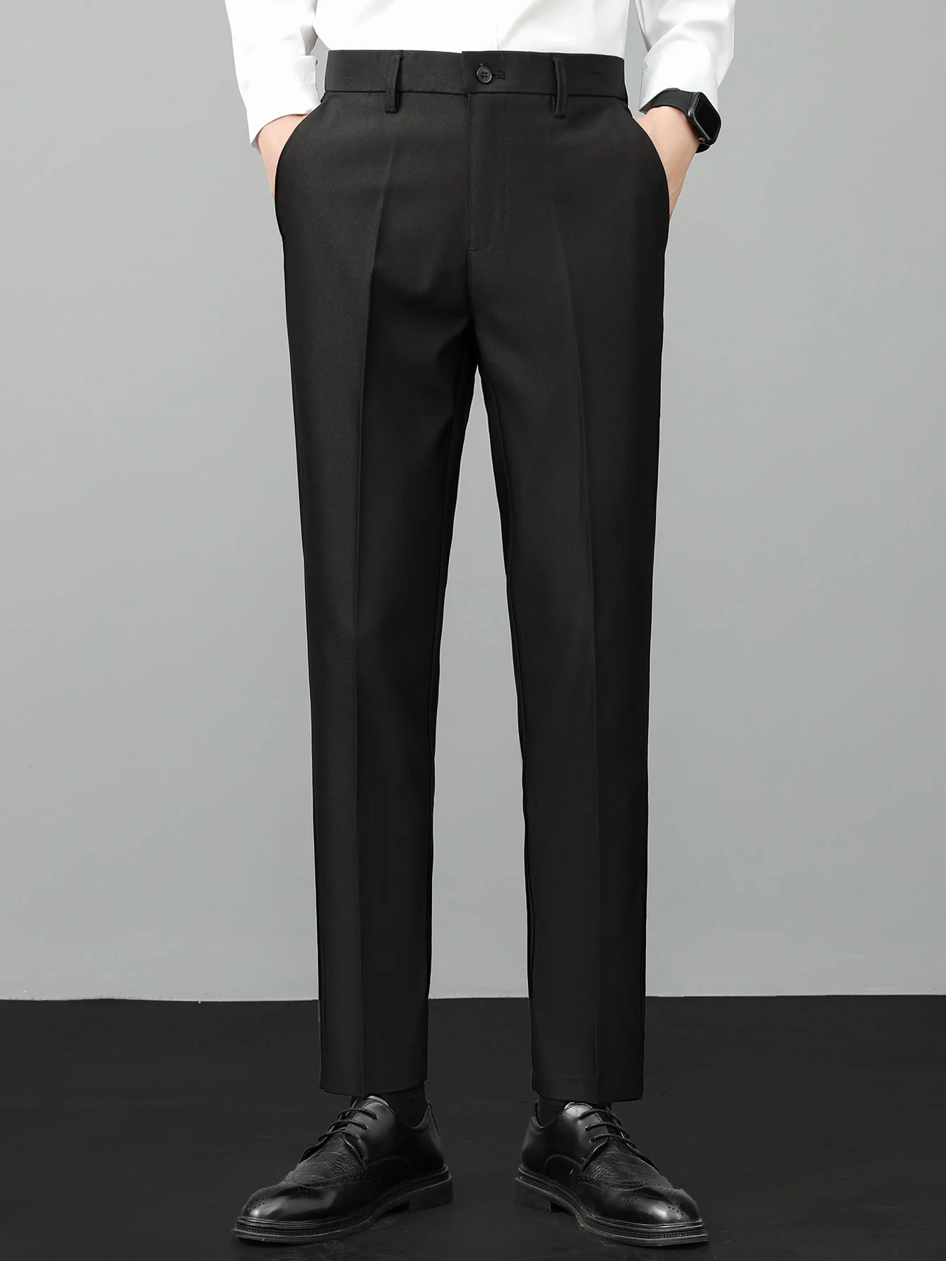 Contrast Waffle Zipper Knit Polo & Slim Fit Tapered Trousers - Image 11