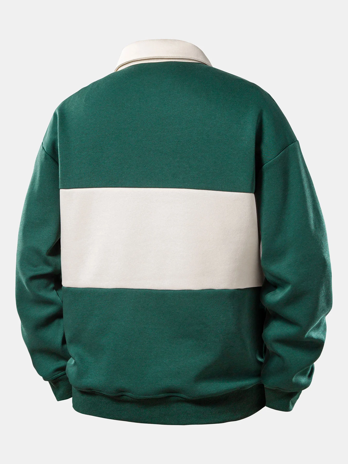 Relax Fit Kontrast Reißverschluss Poloshirts Sweatshirt - Image 2