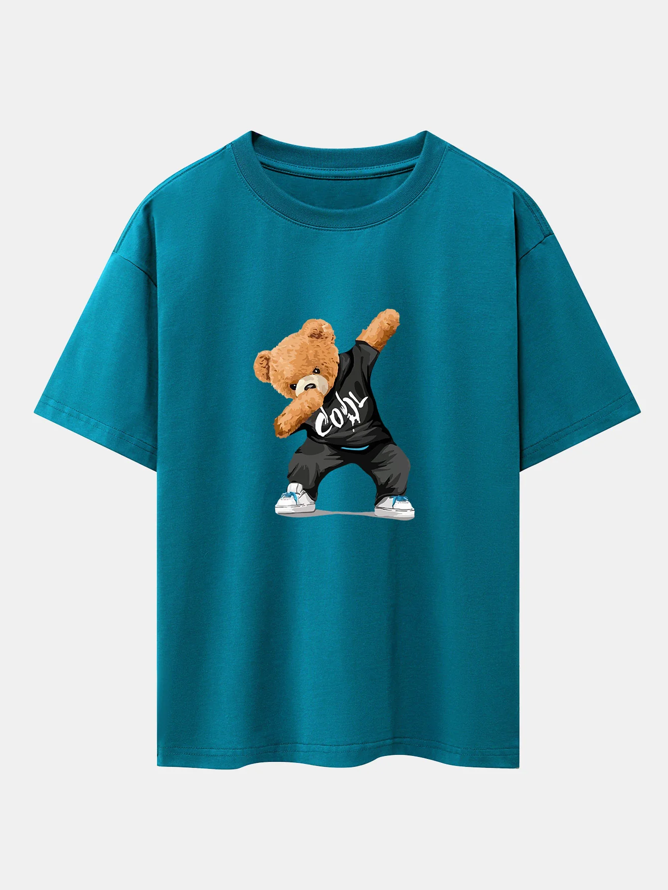 Cooles Bären-Print Oversize T-Shirt mit überschnittenen Schultern - Image 10