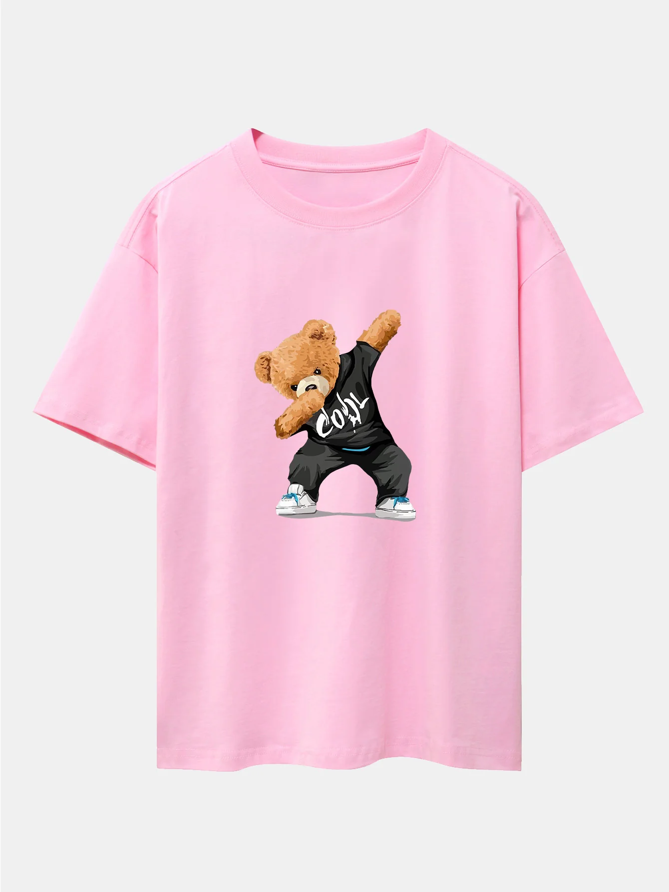 Cooles Bären-Print Oversize T-Shirt mit überschnittenen Schultern - Image 12