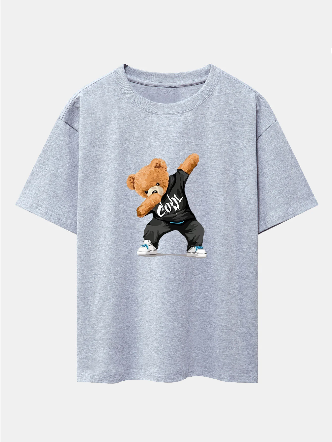 Cooles Bären-Print Oversize T-Shirt mit überschnittenen Schultern - Image 13