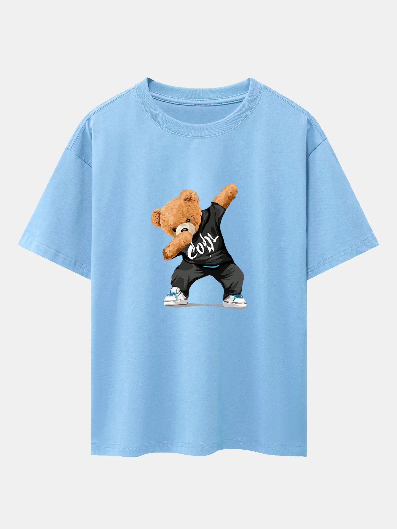 Cooles Bären-Print Oversize T-Shirt mit überschnittenen Schultern - Image 14