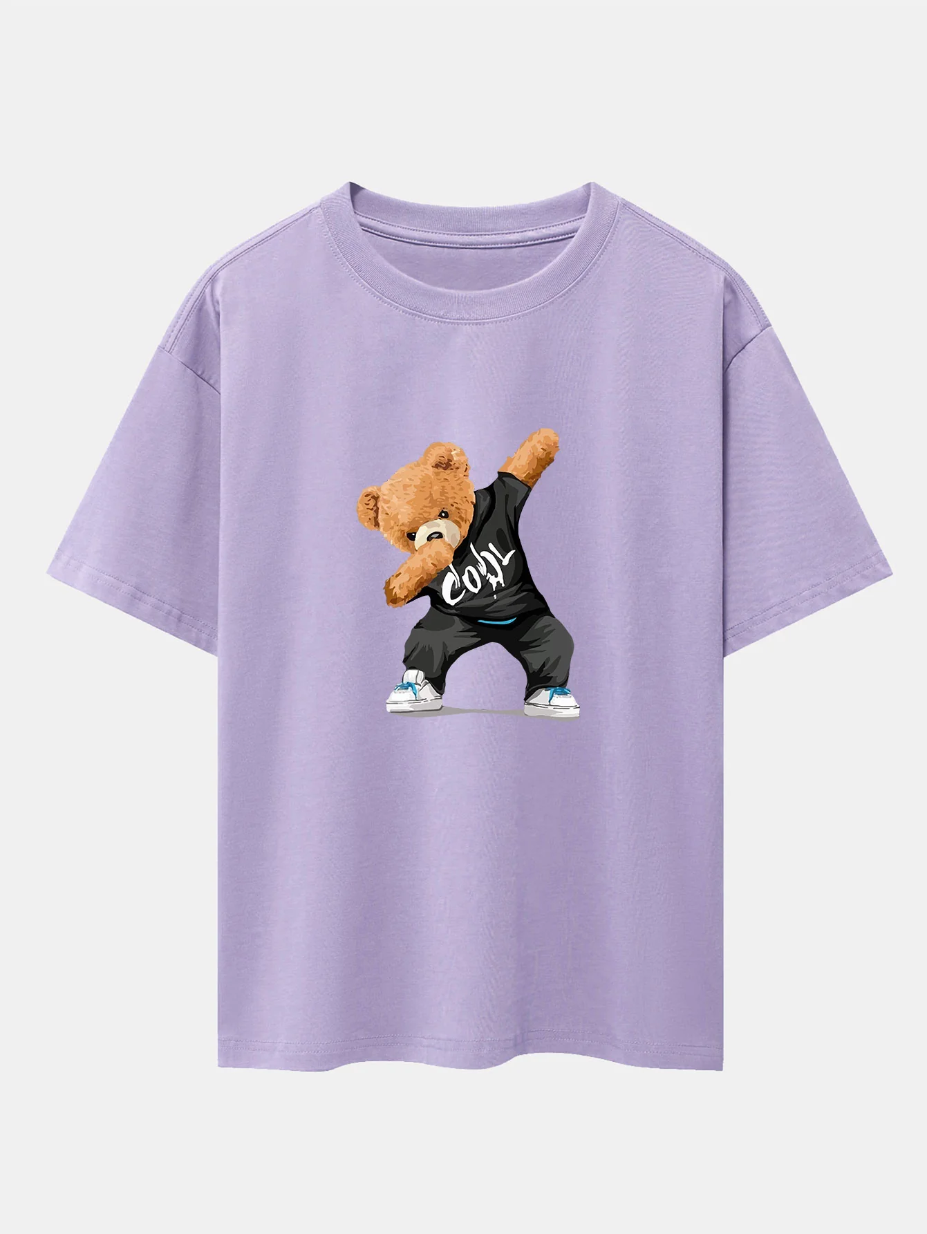 Cooles Bären-Print Oversize T-Shirt mit überschnittenen Schultern - Image 15