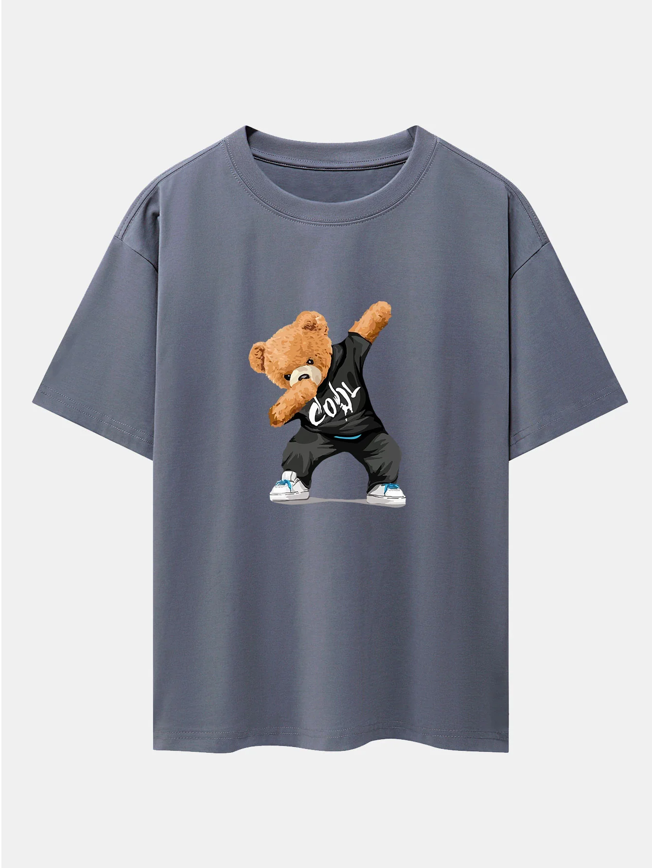 Cooles Bären-Print Oversize T-Shirt mit überschnittenen Schultern - Image 5