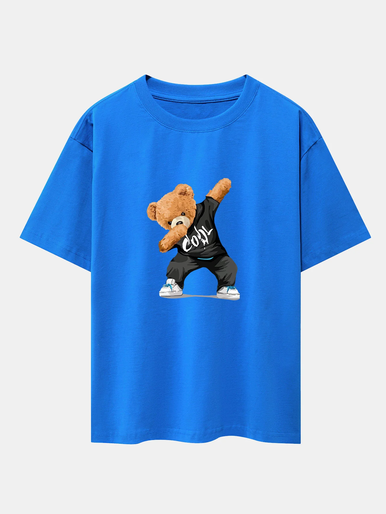 Cooles Bären-Print Oversize T-Shirt mit überschnittenen Schultern - Image 6