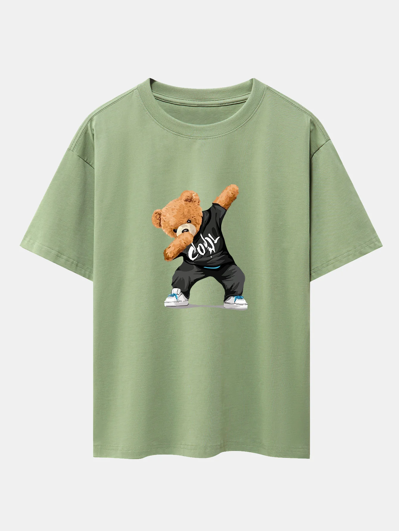 Cooles Bären-Print Oversize T-Shirt mit überschnittenen Schultern - Image 7