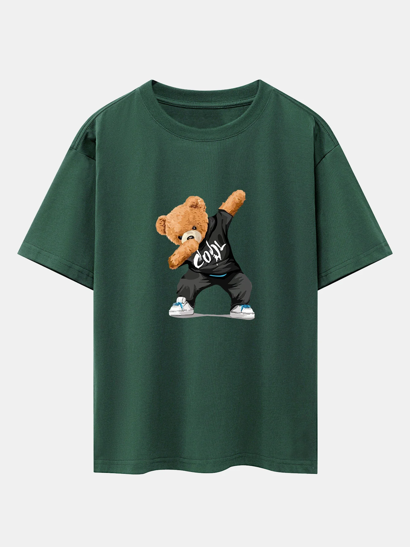 Cooles Bären-Print Oversize T-Shirt mit überschnittenen Schultern - Image 8