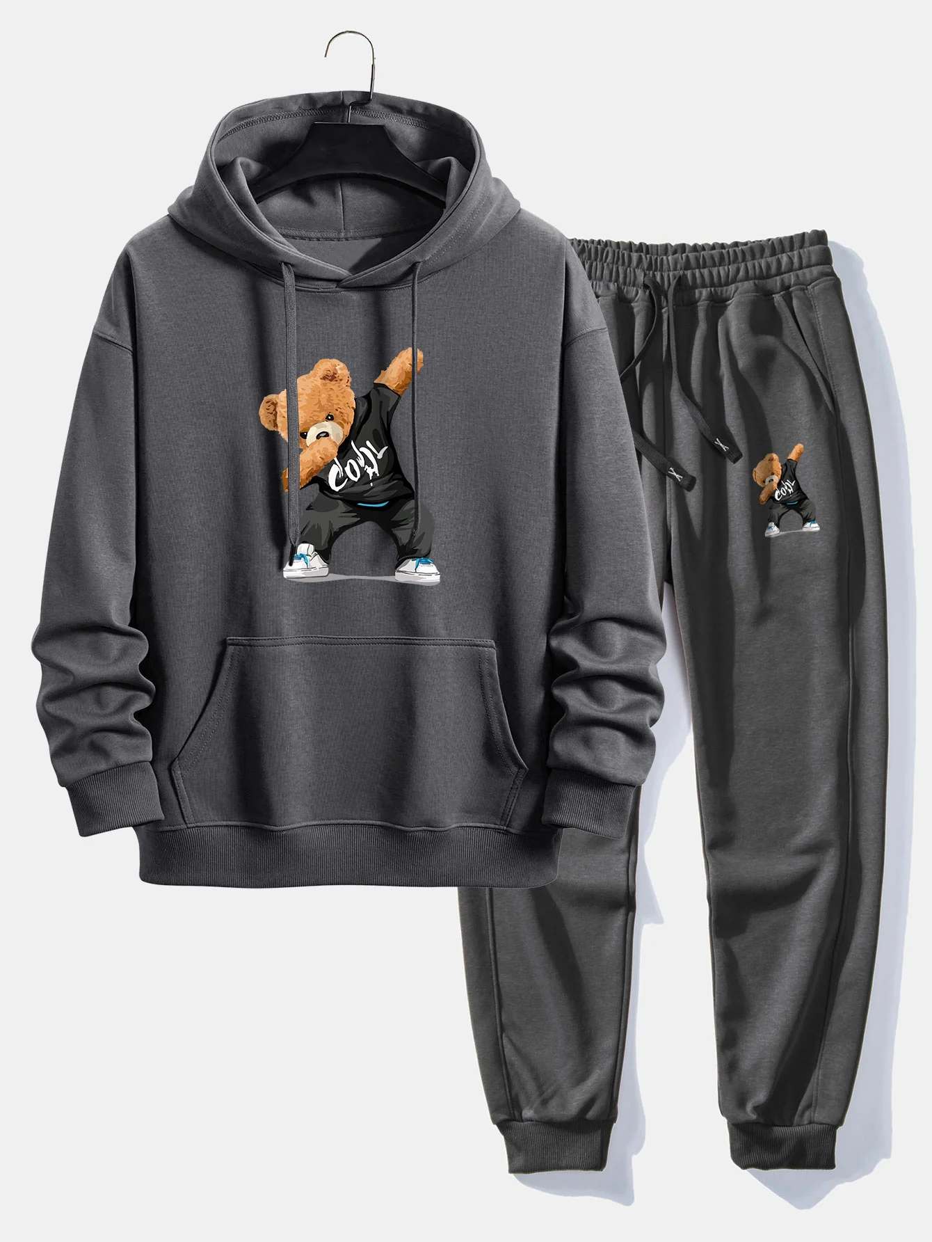 Cooler Bärenprint Relaxed Fit Hoodie & Jogginghose - Image 2