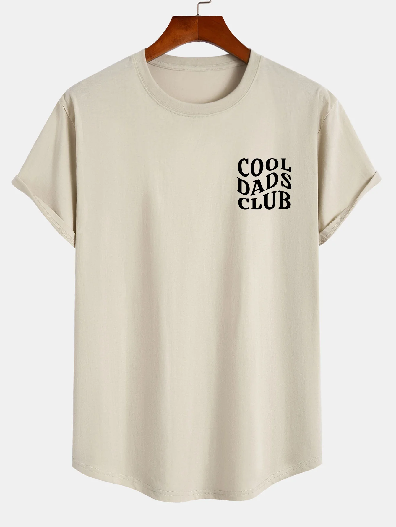 Cool Dads Club Print Baumwoll-T-Shirt mit abgerundetem Saum