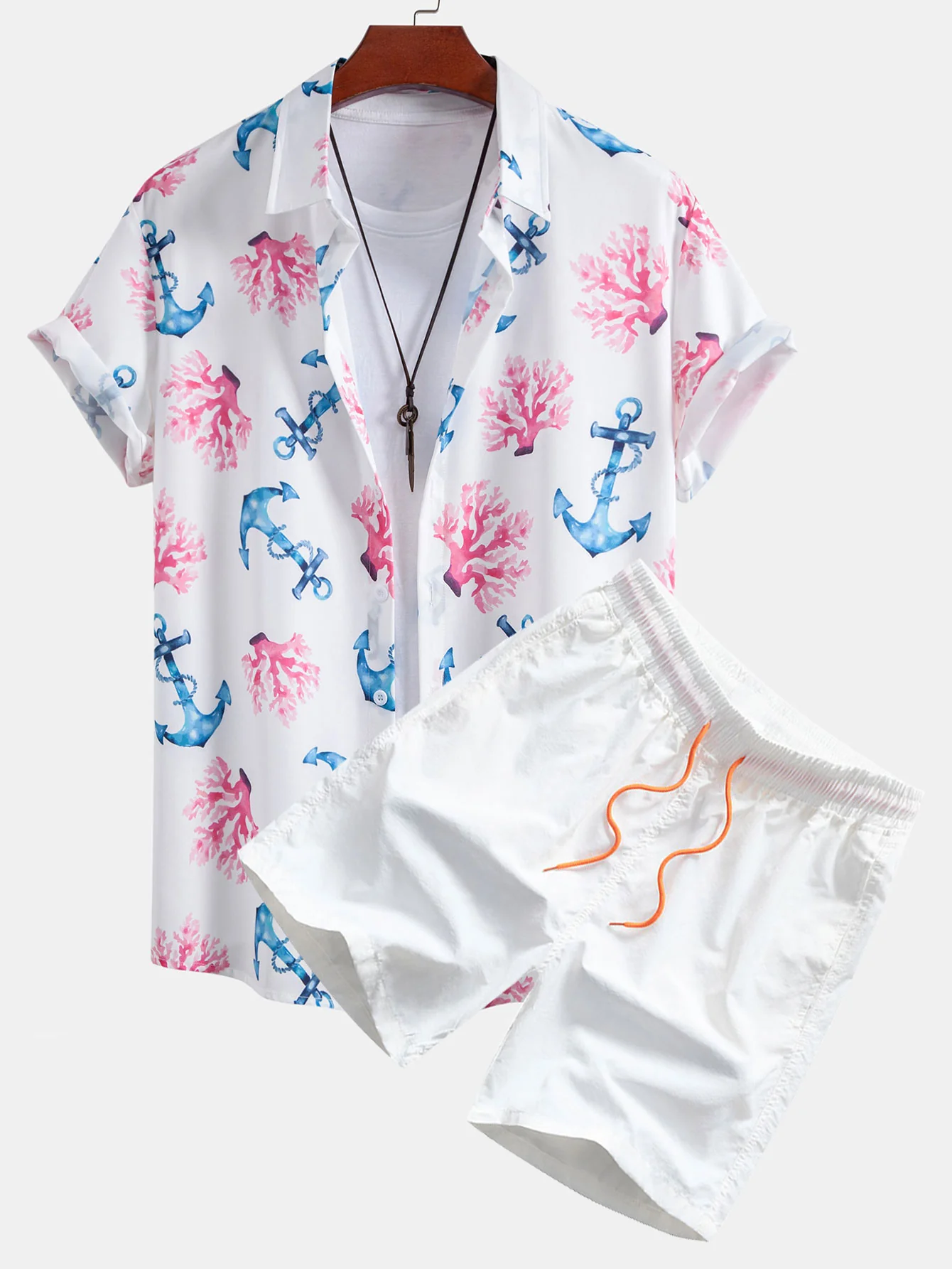 Korallenanker-Print Hemd zum Knöpfen & Swim Shorts - Image 2