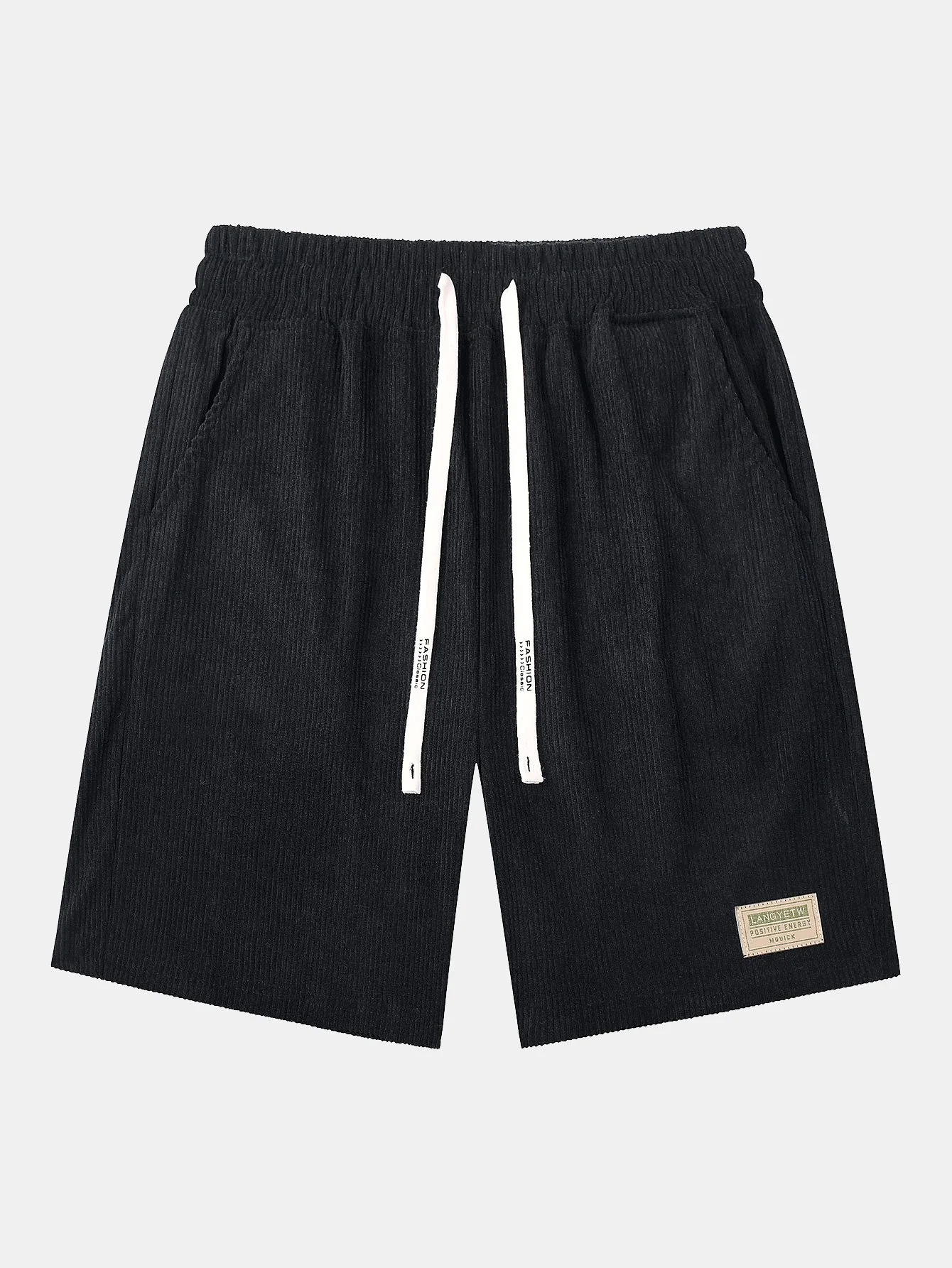 Corduroy-Shorts mit Kordelzug und Buchstabenetikett - Image 2