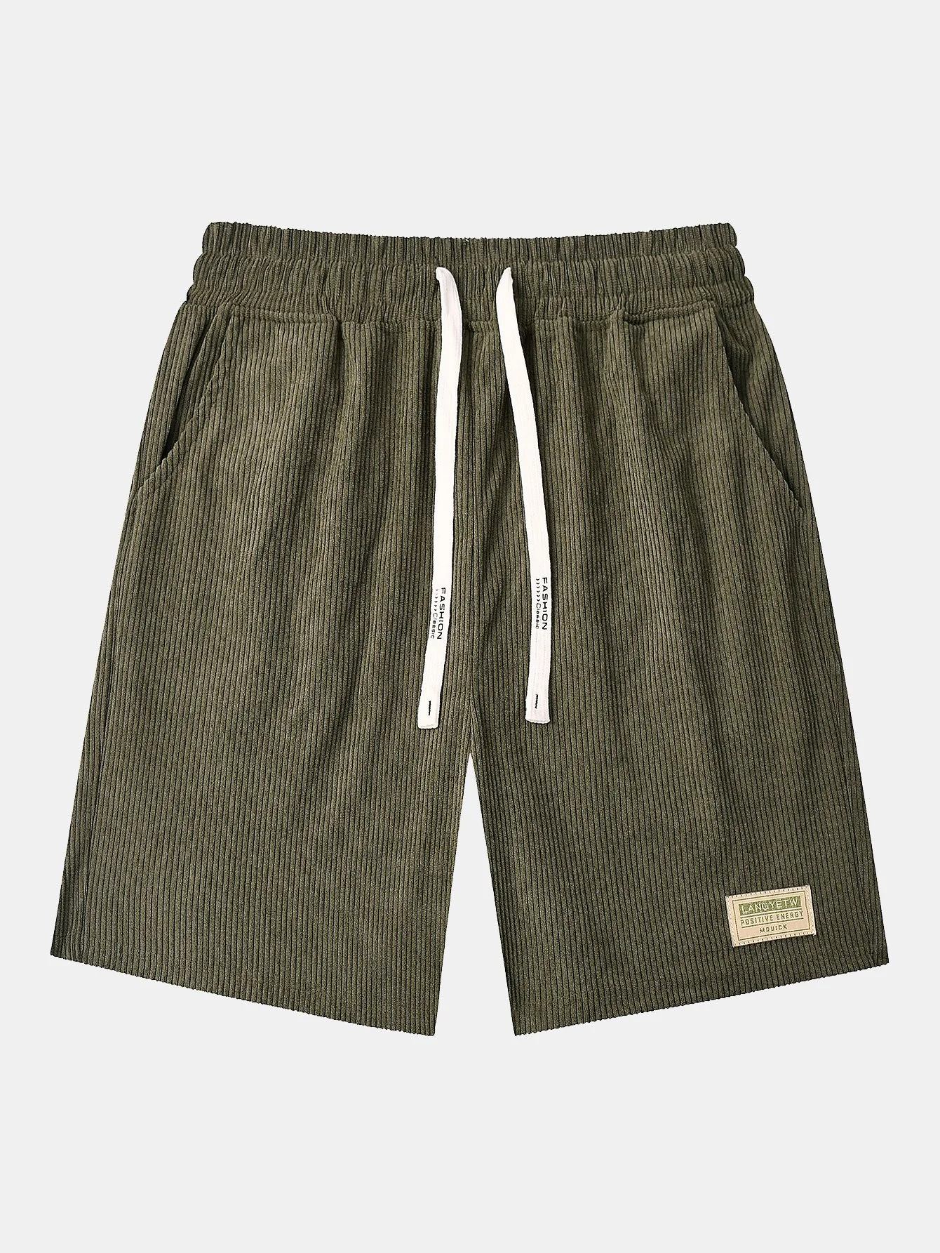 Corduroy-Shorts mit Kordelzug und Buchstabenetikett - Image 4