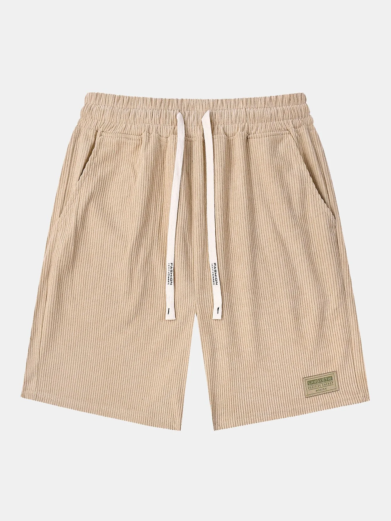 Corduroy-Shorts mit Kordelzug und Buchstabenetikett - Image 5