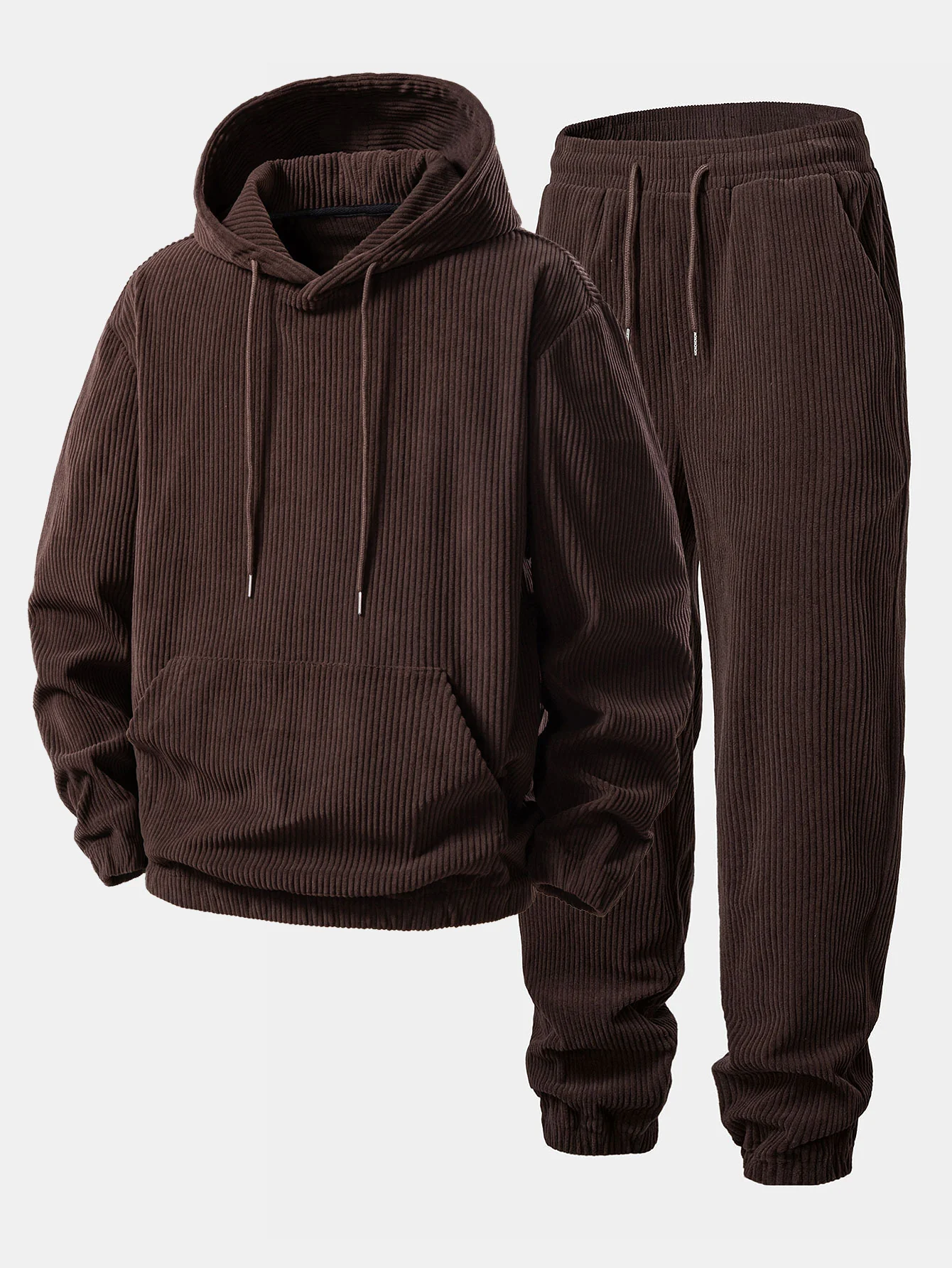 Corduroy Hoodie With Kangaroo Pocket & Corduroy Jogger Pants - Image 2